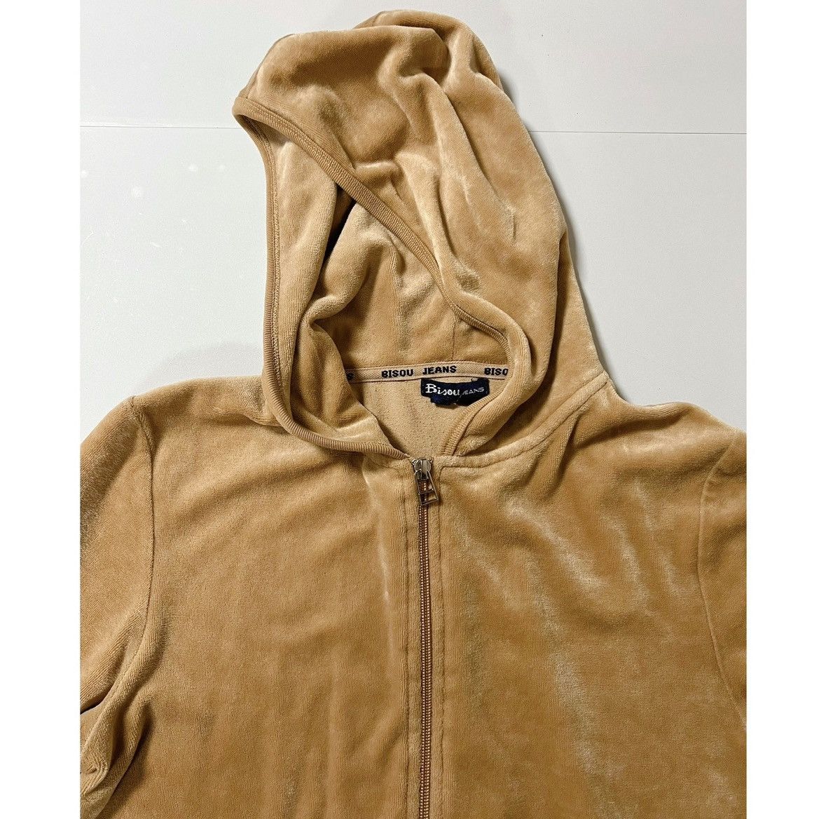 Il Bisonte Bisou Tan Beige Velour Sweatshirt Hoodie Outerwear Size S 🤎✨ Size S / US 4 / IT 40 - 4 Thumbnail