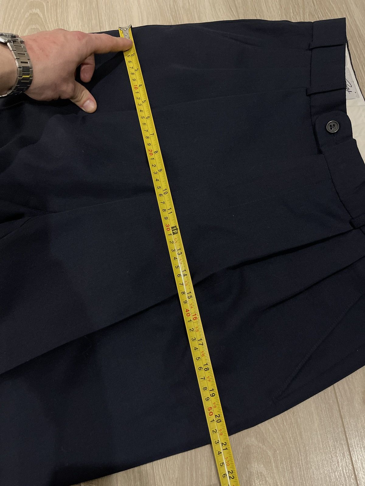 Vintage Vintage Sandro Pozzi Wool Pleated Trousers Navy Blue US30in Size 36R - 11 Thumbnail