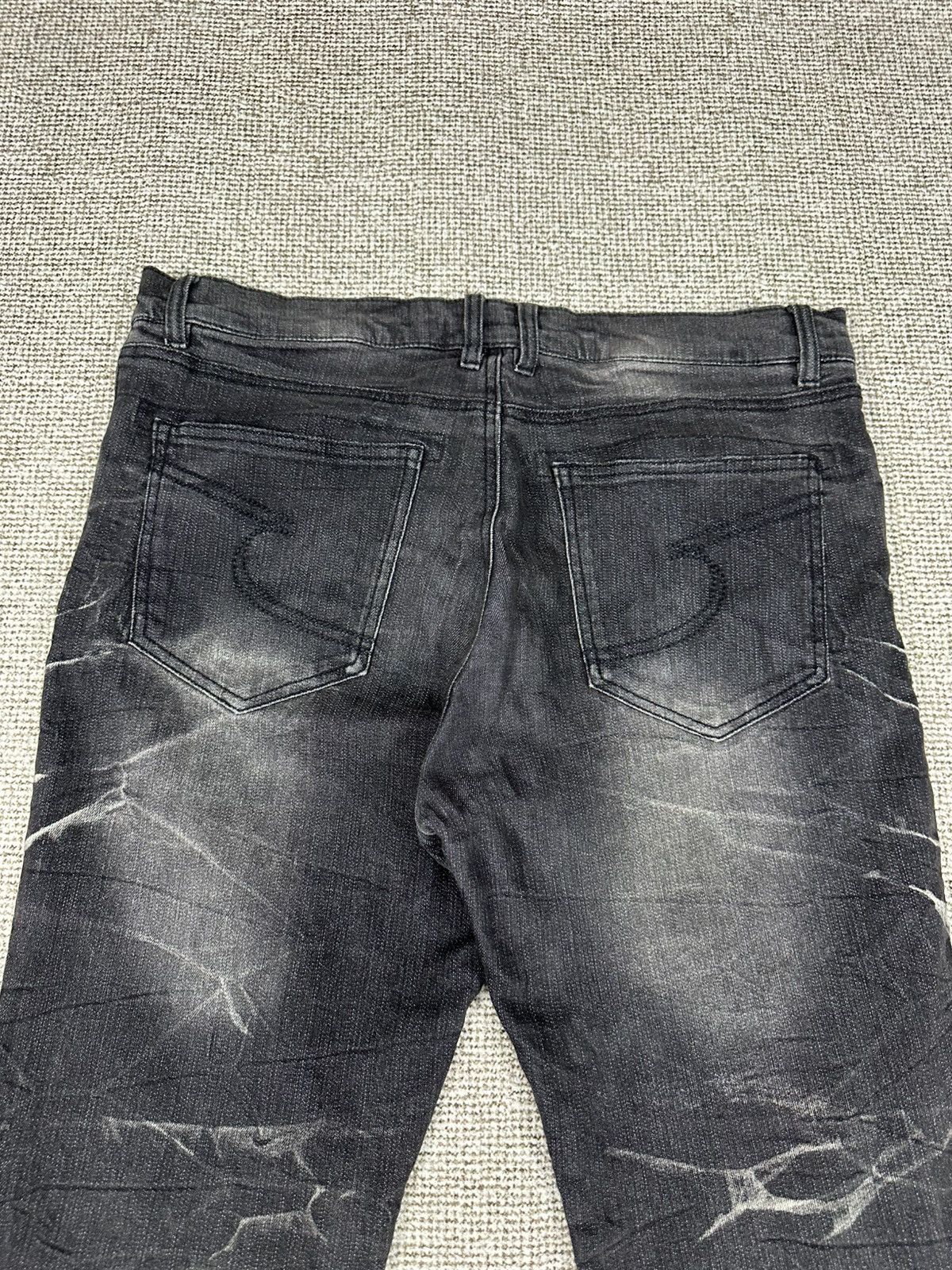 Tornado Mart Iconic Semantic Design Black Tapered Denim 34x33 D761 Size US 34 / EU 50 - 6 Thumbnail