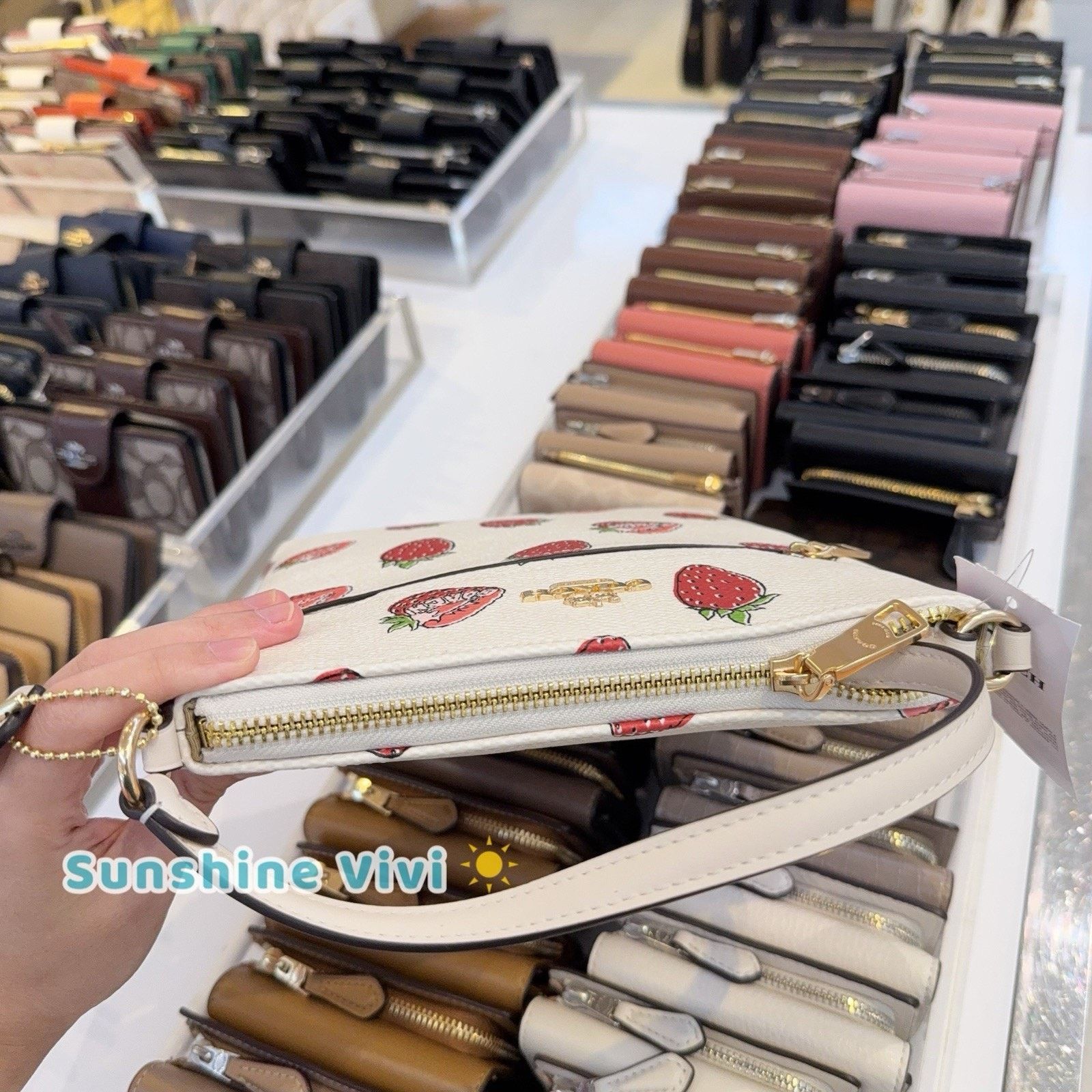 Coach NWT Coach Mini Rowan File Bag Strawberry CAQ09 Gold/Chalk Size ONE SIZE - 3 Thumbnail