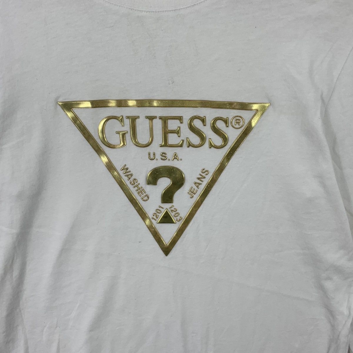 Guess GUESS USA Gold Embossed Logo Tee Shirt Top Long Sleeve Size M / US 6-8 / IT 42-44 - 3 Thumbnail