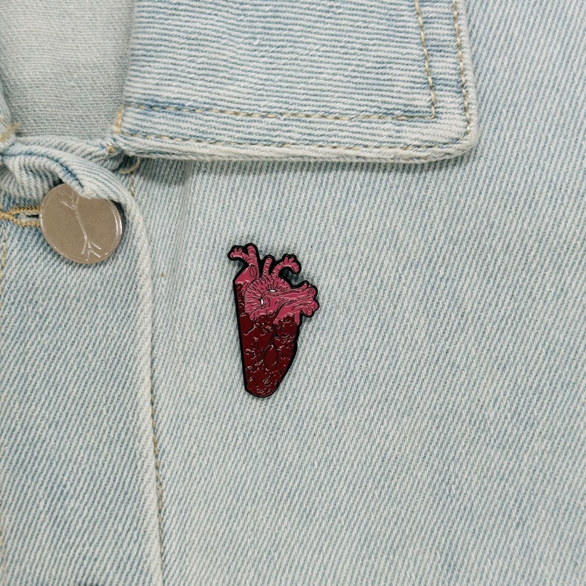 Other New Heart Enamel Pin Pink Burgundy Anatomical Jewelry Brooch Size ONE SIZE - 1 Thumbnail