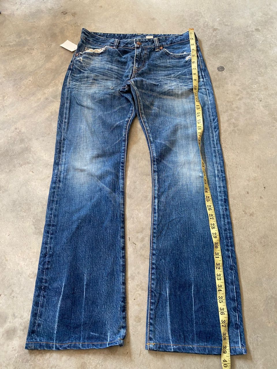 Japanese Brand Vintage River & Blue Flare Distressed Denim Size US 32 / EU 48 - 10 Thumbnail