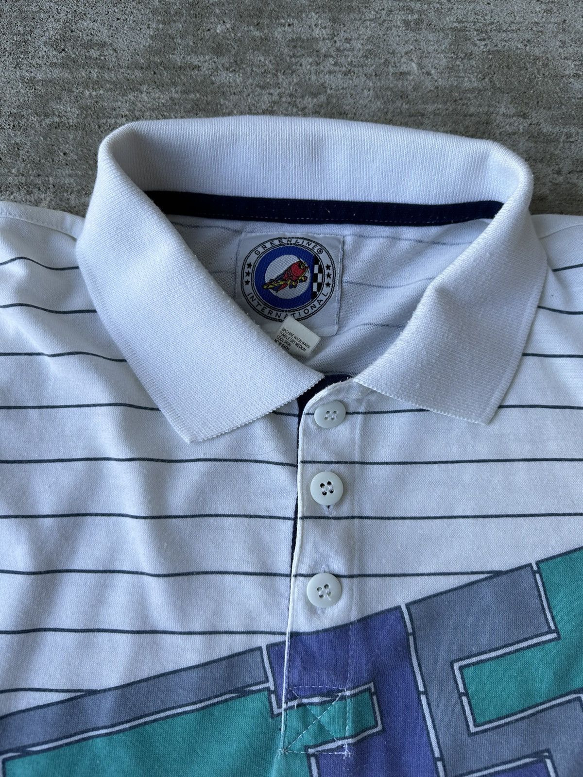 Vintage 80s Patterned Striped Polo Rugby Shirt Size US L / EU 52-54 / 3 - 5 Thumbnail