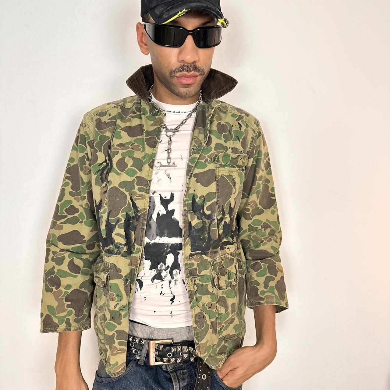 Vintage ASTROBOI* 'Flames' Green Camouflage Jacket - Small Size US S / EU 44-46 / 1 - 1 Thumbnail