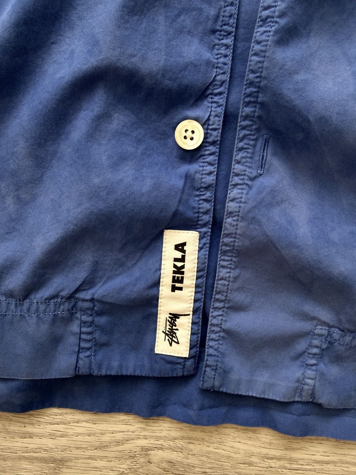 Stussy × Tekla Stussy Tekla Short Sleeve Poplin Pajama Shirt Ultramarine Size US M / EU 48-50 / 2 - 2 Thumbnail