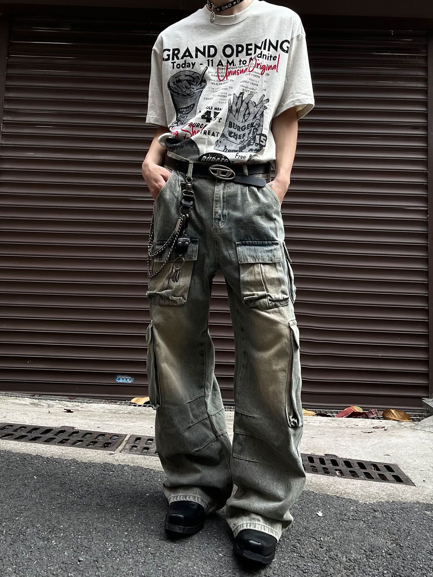 Jean × Vintage washed faded skate hiphop loose baggy cargo jeans Size US 29 - 1 Thumbnail