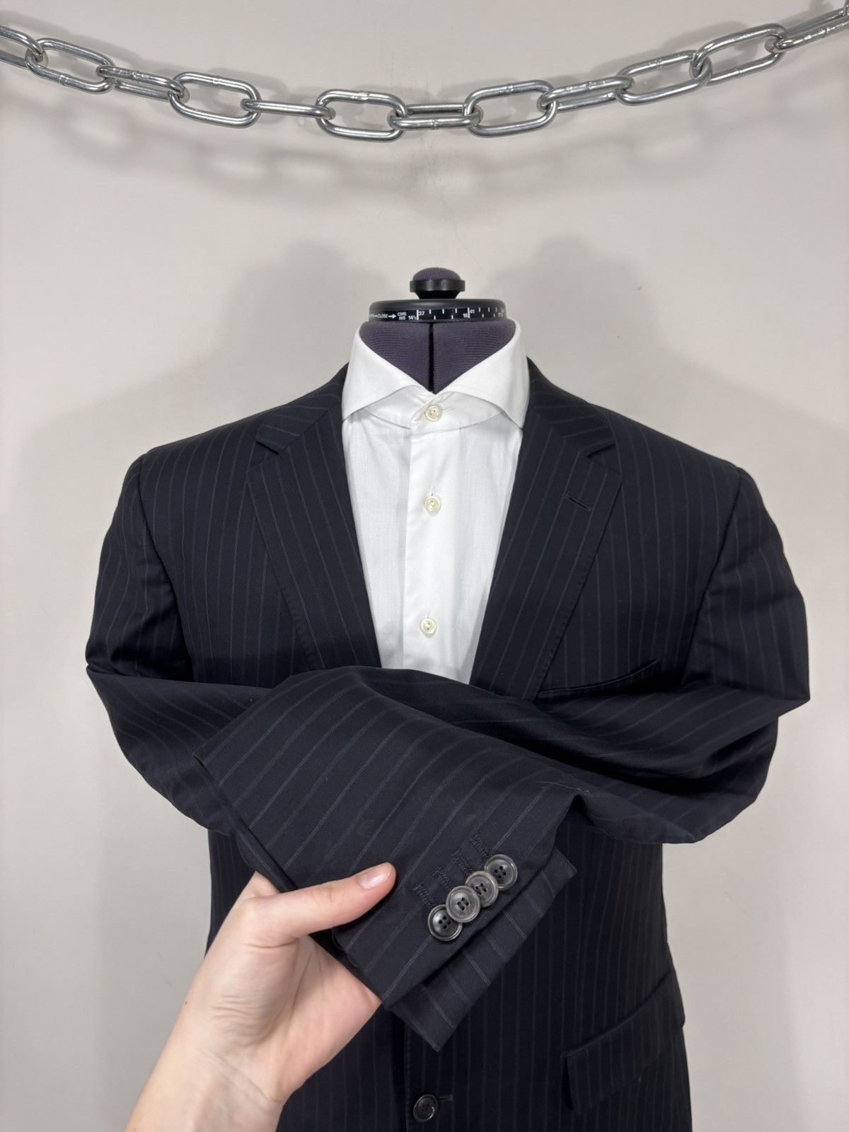 Hugo Boss Hugo Boss Selection Men’s 2-Piece Navy Striped Wool Suit Size 42R - 7 Thumbnail