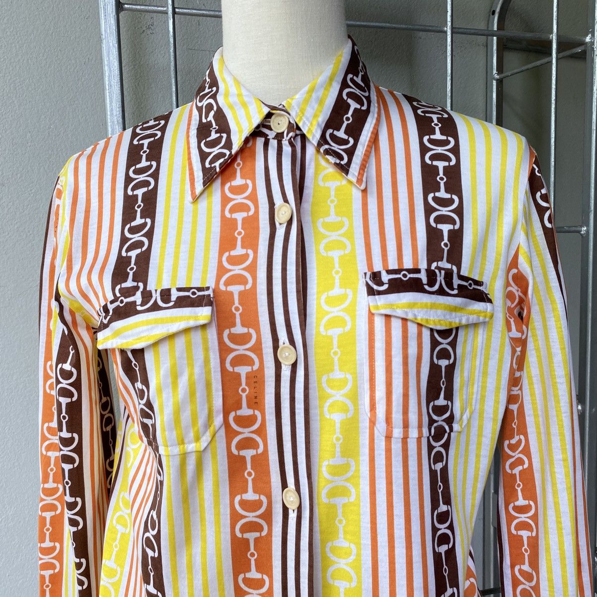 Celine CELINE etro Chain Stripe Button-Up Shirt Size XS / US 0-2 / IT 36-38 - 25 Thumbnail