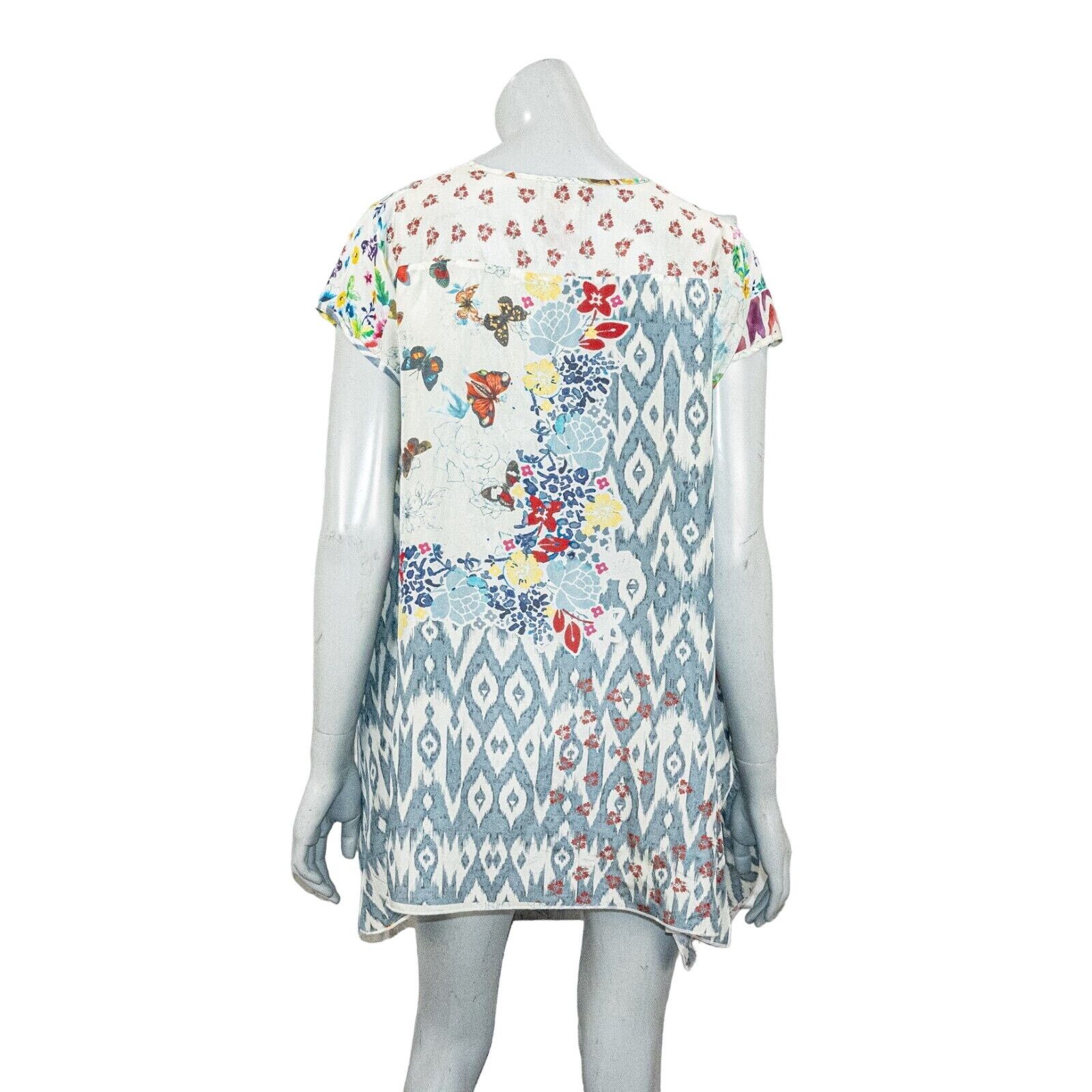 Johnny Was Silk Asymmetrical tunic blouse Butterfly size XS