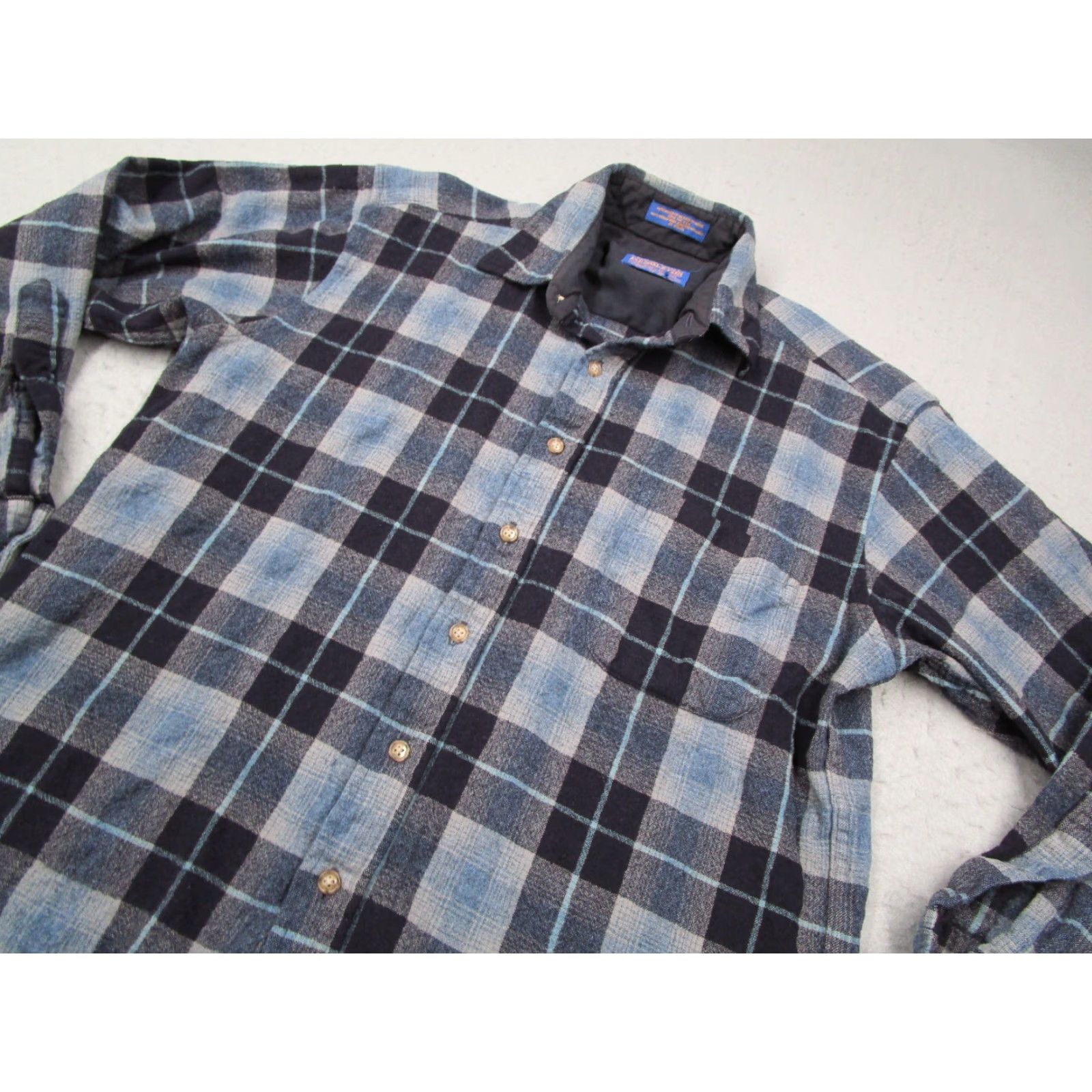 Pendleton VINTAGE Pendleton Shirt Mens M Blue Check Wool Button Up Pockets Western Classic 90s Men Size US M / EU 48-50 / 2 - 2 Thumbnail