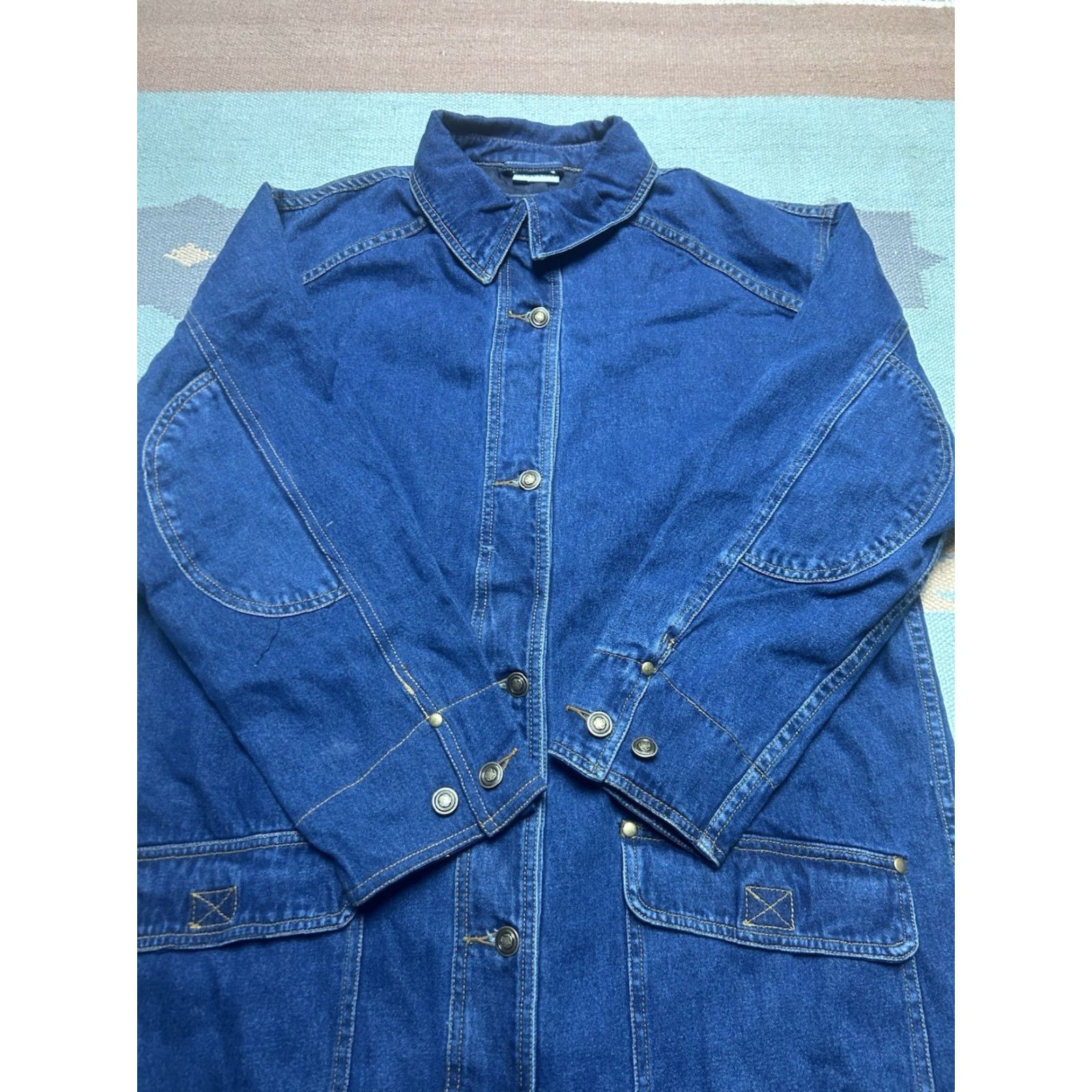 Denime VINTAGE Long Denim Duster Trench Coat Jacket Western Boho Steampunk Women’s sz 8 Jacket Coat Denim Blue Women 8 Men’s Women’s? Size M / US 6-8 / IT 42-44 - 5 Thumbnail