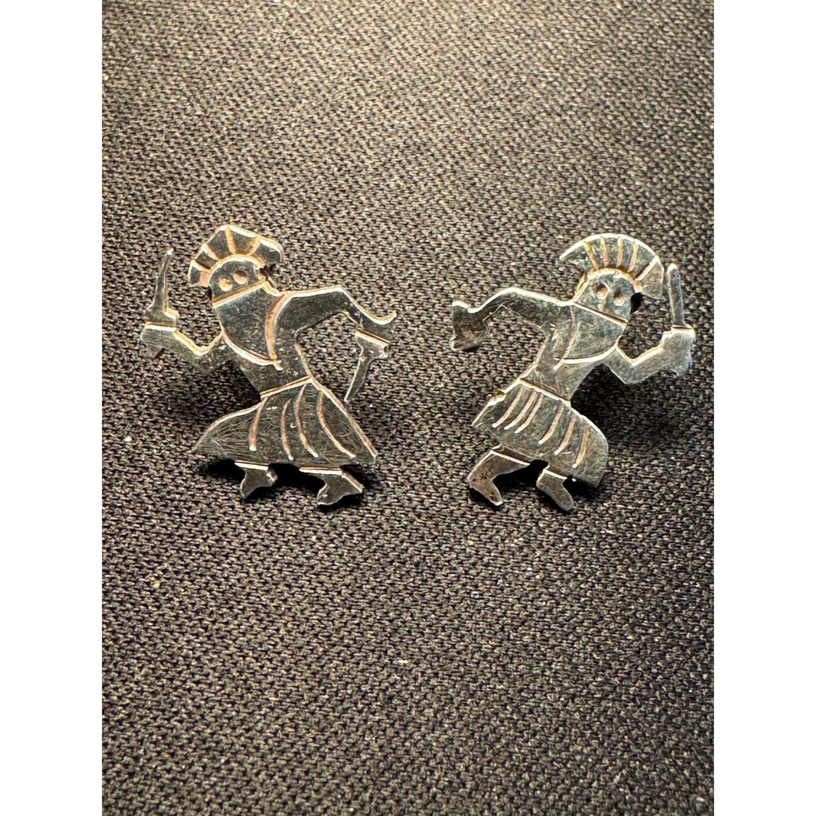 Other Vintage 925 Sterling Silver Native Dancers Post Earrings Size ONE SIZE - 1 Thumbnail