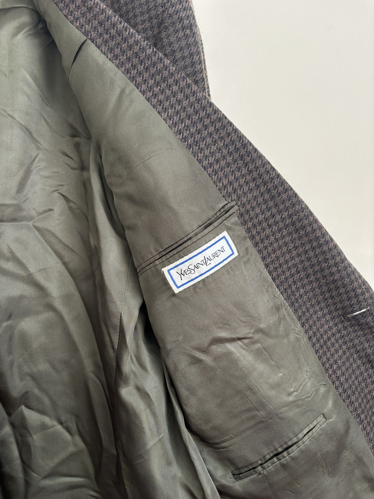 Yves Saint Laurent Yves Saint Laurent Sport Coat Mens Brown Houndstooth Blazer Size 40R - 5 Thumbnail