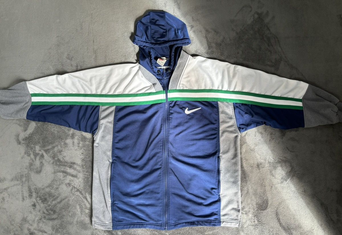 Nike × Nike ACG × Vintage Vintage 80s Navy Nike Zip Hooded Tracksuit Top Size US XL / EU 56 / 4 - 3 Thumbnail
