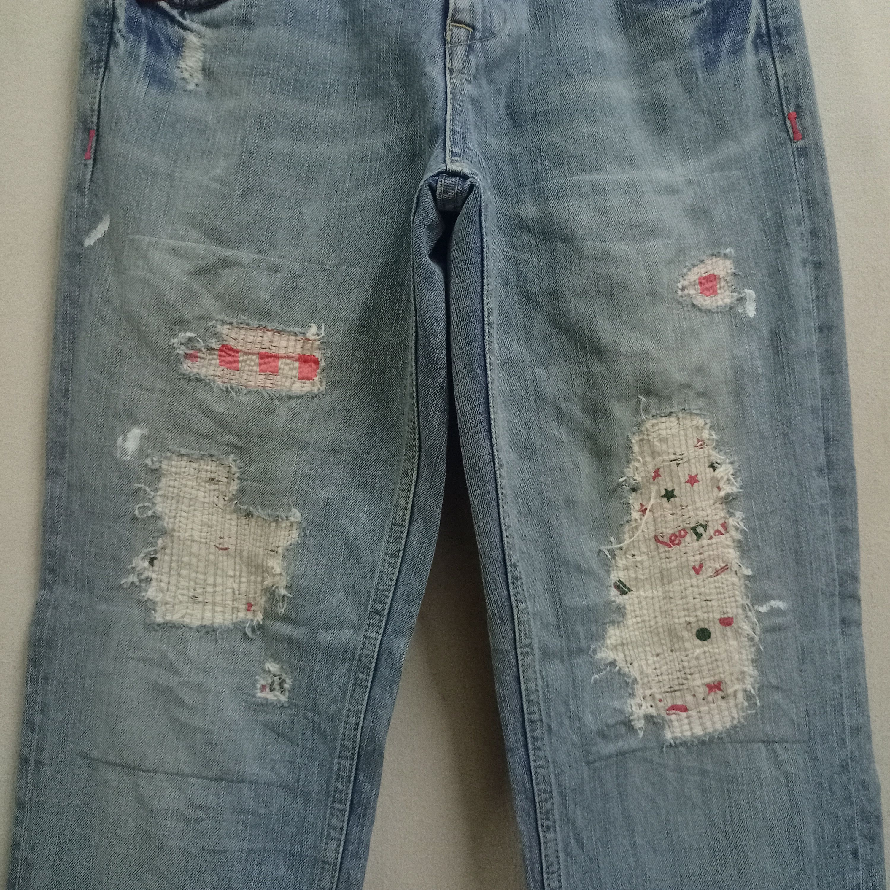 Japanese Brand Vintage Japanese Brand Workwear Loose Patched Jeans Size US 29 - 5 Thumbnail