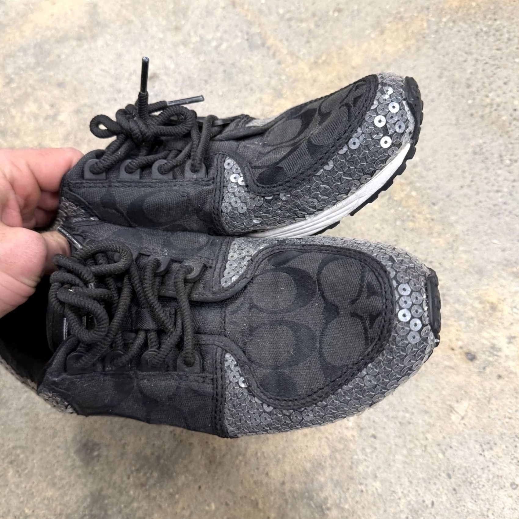 Coach COACH Karine Signature C Sneakers Black With Sequin Size 8 M Womens Sneaker Walking Casual Shoes Signature C Logo Small Details M Womens Size US 6 / IT 36 - 7 Thumbnail