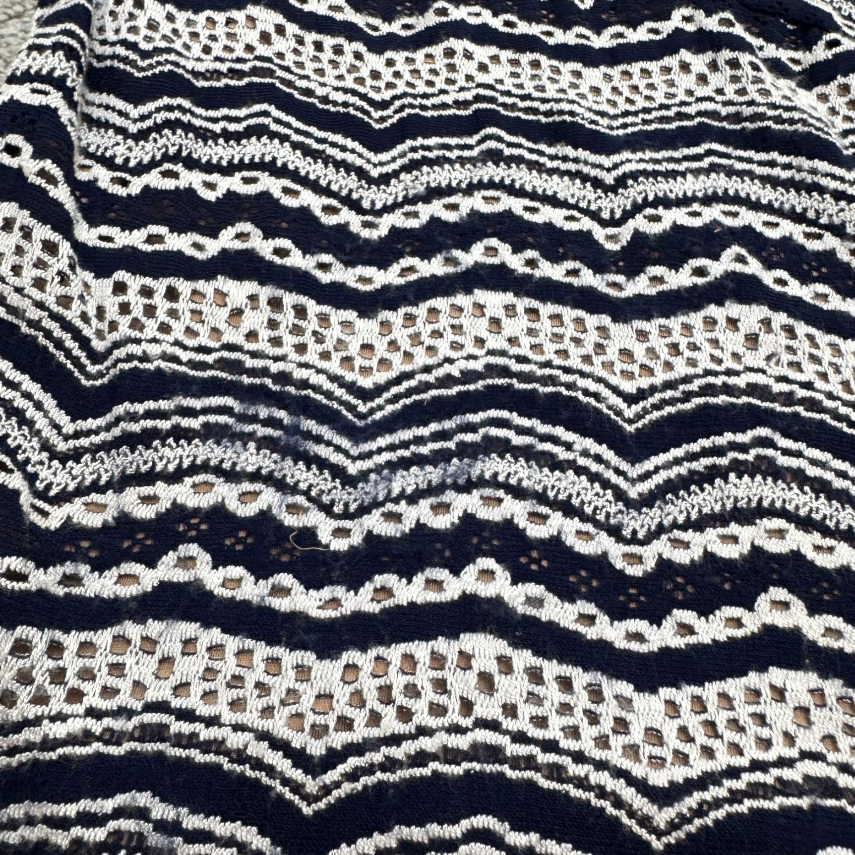 Bcbgmaxazria BCBGMAXAZRIA Melysa Wavy Lace Knit Midi Dress Womens M Navy Blue Striped Size M / US 6-8 / IT 42-44 - 4 Thumbnail