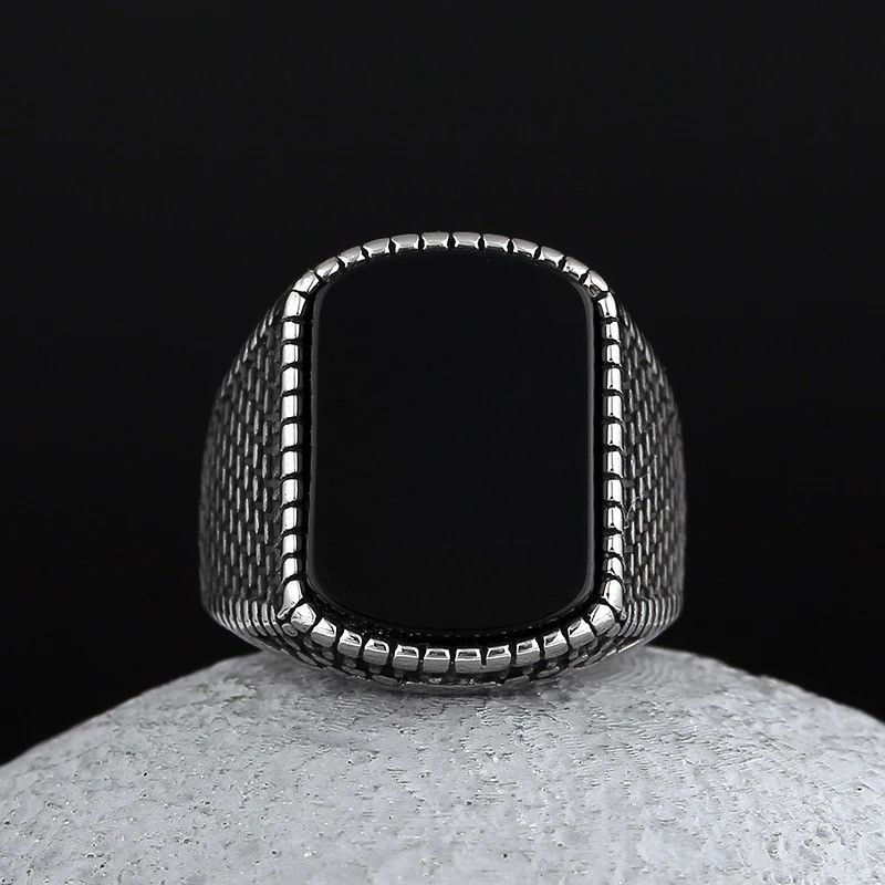 Vintage Onyx Stone Ring Size ONE SIZE - 2 Thumbnail