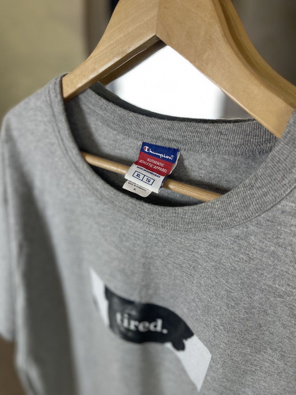 Champion Champion Custom "Tired" Graphic Box Logo Grey Tee Size US XL / EU 56 / 4 - 3 Thumbnail