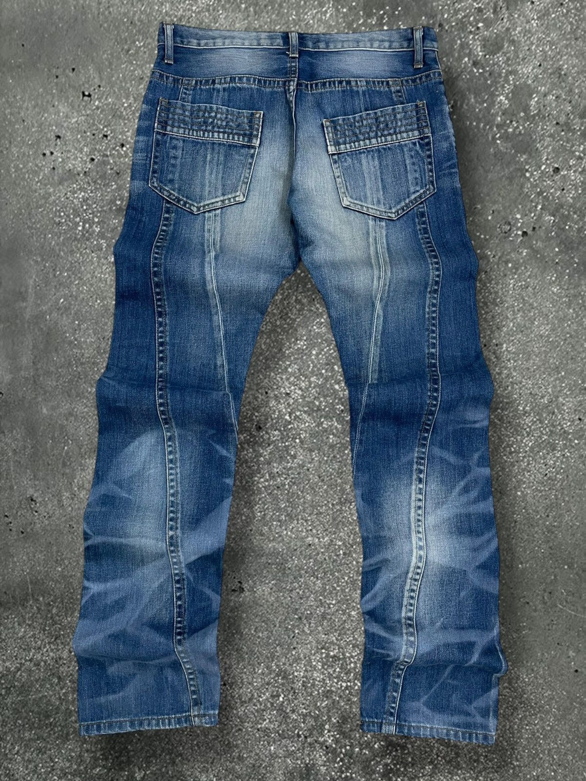 Le Grande Bleu (L.G.B.) Rare Vintage Designer Japan Schlussel Artwork Layered Denim Size US 31 - 8 Thumbnail