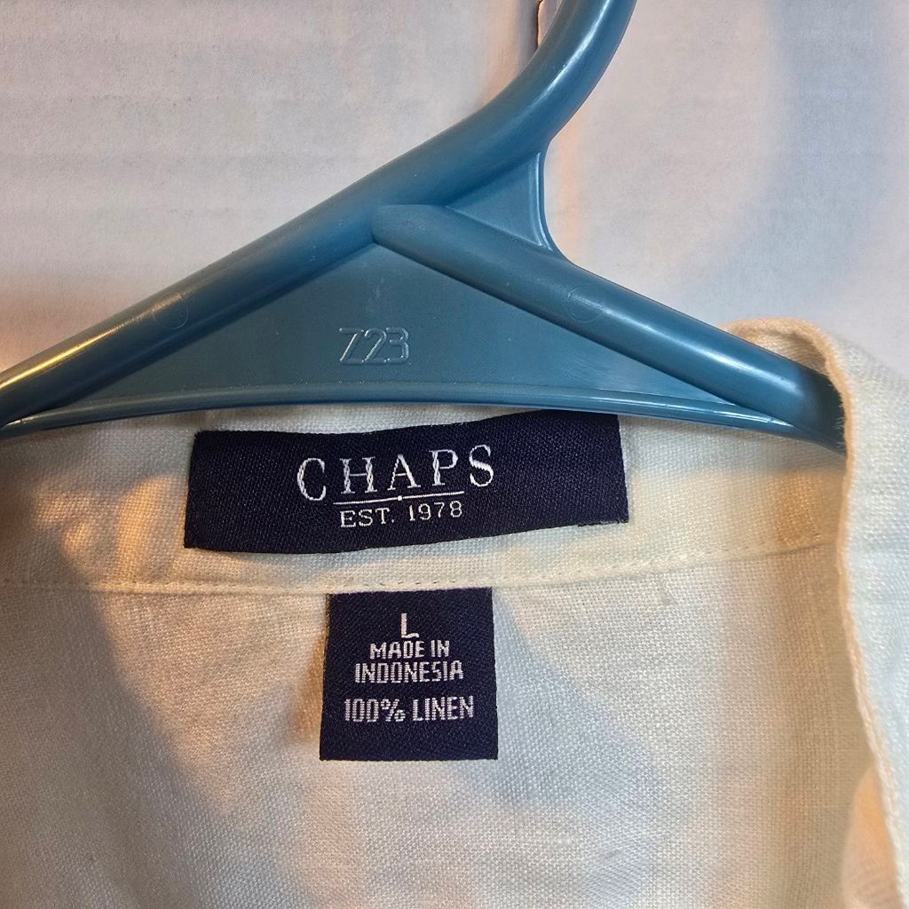 Chaps Women's Chaps White Linen Button Down Shirt L Size L / US 10 / IT 46 - 2 Thumbnail