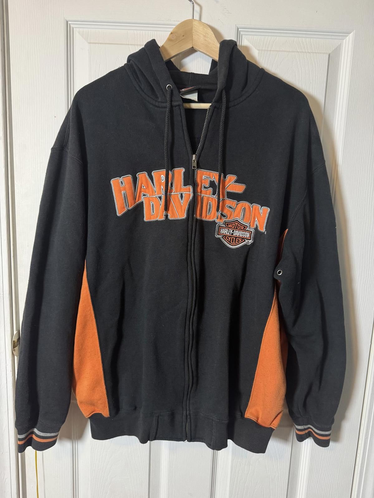Harley Davidson Vintage 2005 Harley-Davidson Black and Orange Zip-Up Size ONE SIZE - 1 Thumbnail