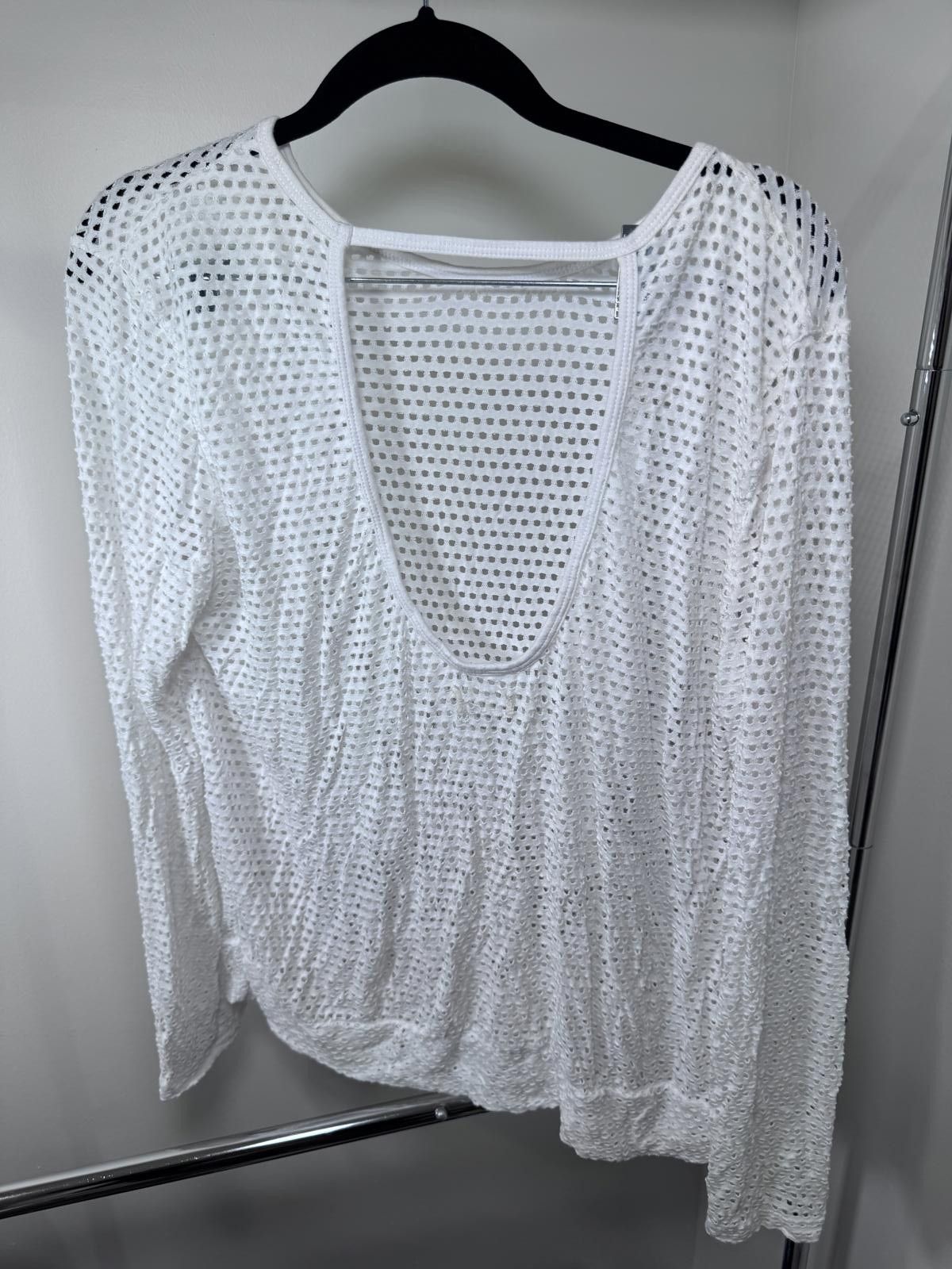 Other Kensie White Mesh Long Sleeve Knit Top XL Size XL / US 12-14 / IT 48-50 - 2 Thumbnail