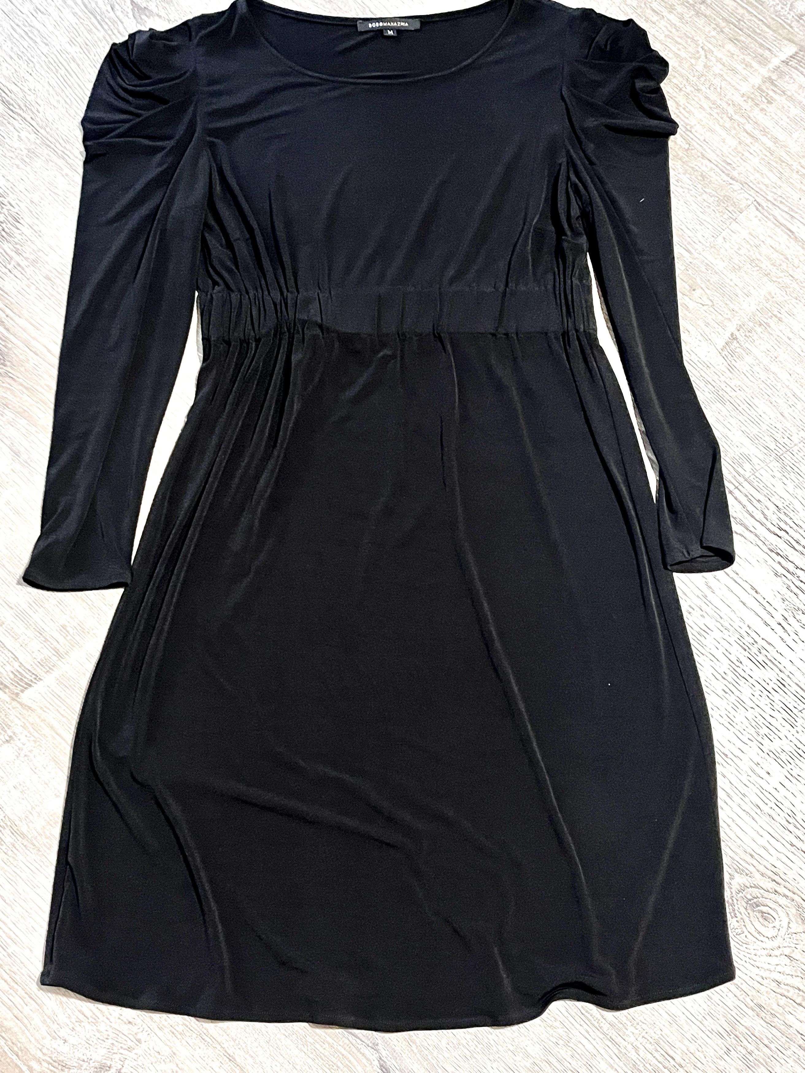 Bcbgmaxazria BCBGMaxAzria Black Puffy Shoulder Long Sleeve Sheath Dress Size M / US 6-8 / IT 42-44 - 1 Thumbnail