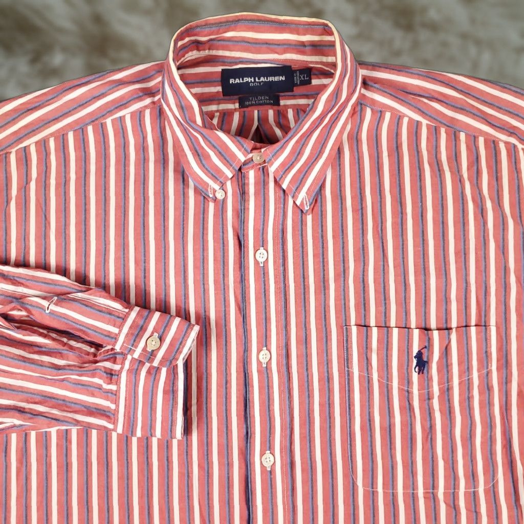 Ralph Lauren Ralph Lauren Button-Up Shirt Mens XL Red Striped Long Sleeve Classic Preppy Size US XL / EU 56 / 4 - 1 Thumbnail