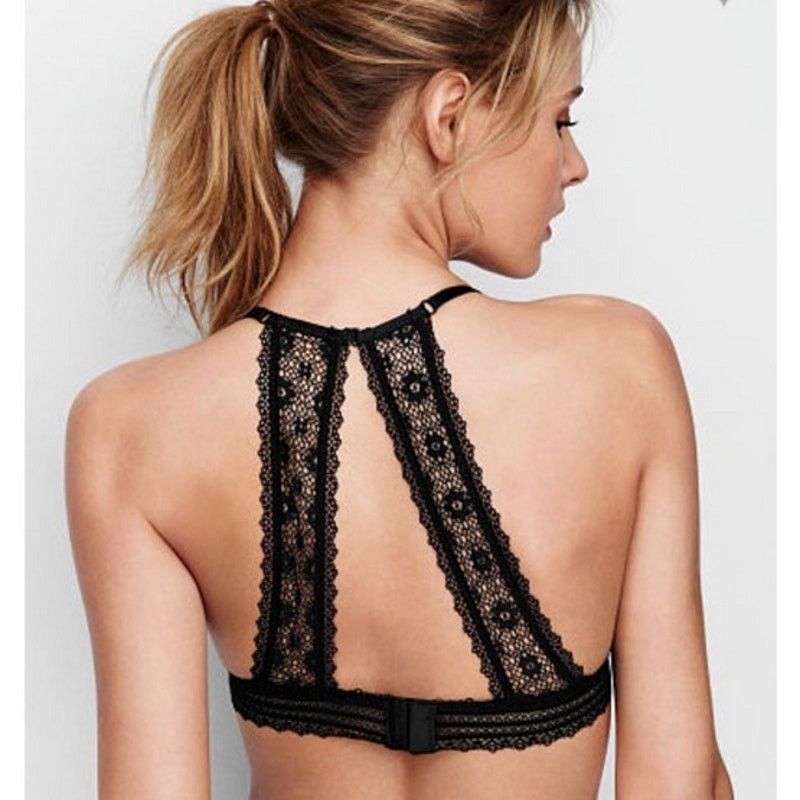 Victoria's Secret Victorias Secret Black Lace Racerback Bralette Size L Size ONE SIZE - 2 Thumbnail