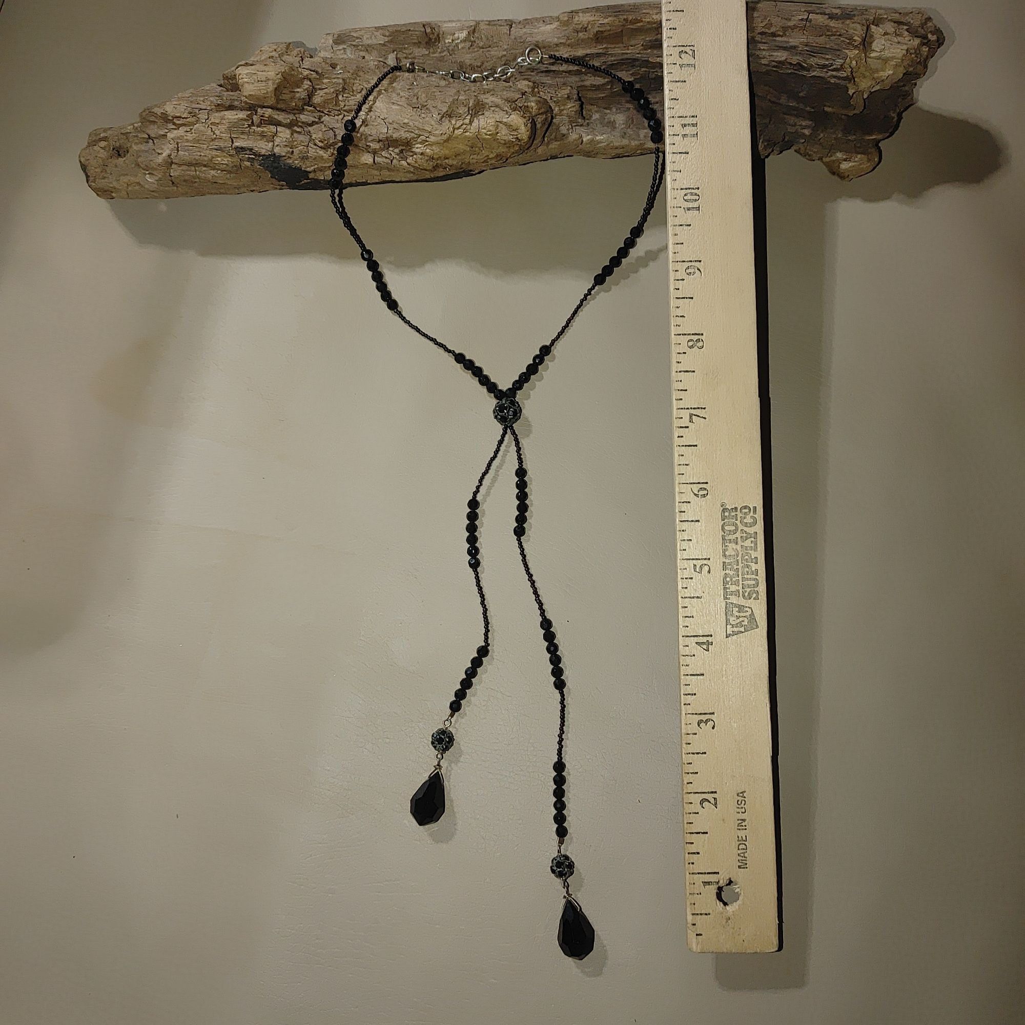 Other 925 Tassels Black Faceted Beaded Necklace Mourning Vintage V Size ONE SIZE - 3 Thumbnail