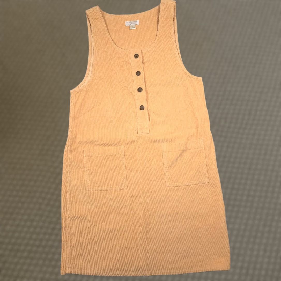 Vintage Christopher & Banks Womens S Beige Corduroy Shift Dress - Casual Workwear Size S / US 4 / IT 40 - 1 Thumbnail