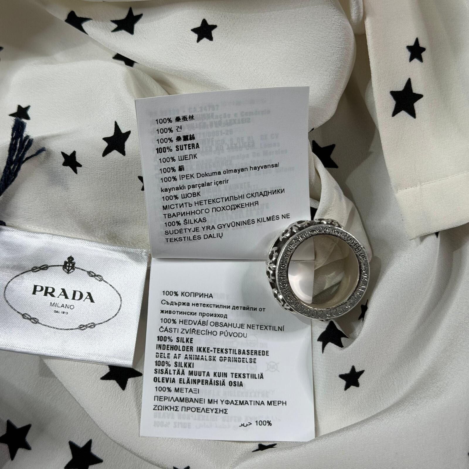 Prada Prada Silk Star Print Shirt Size US L / EU 52-54 / 3 - 11 Thumbnail