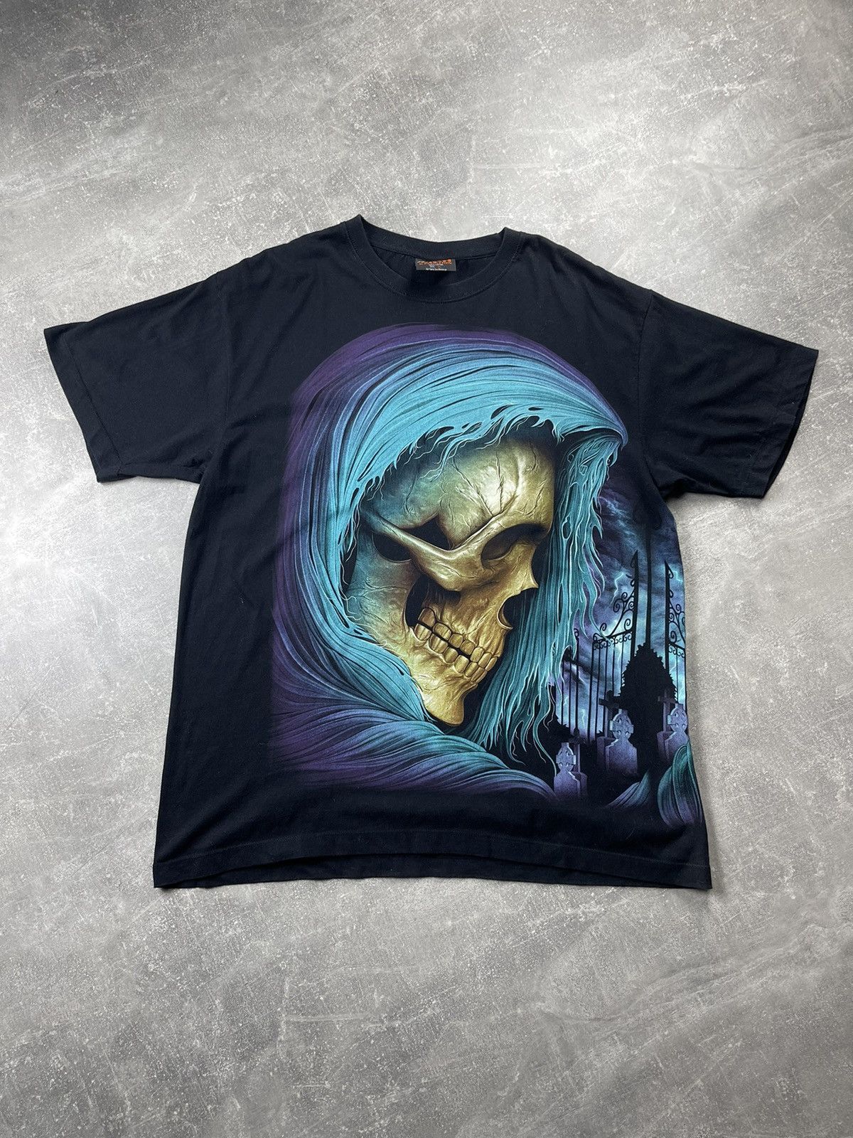 Vintage Vintage 2000s Grim Reaper Graphic T-Shirt Skull Size US XL / EU 56 / 4 - 2 Thumbnail