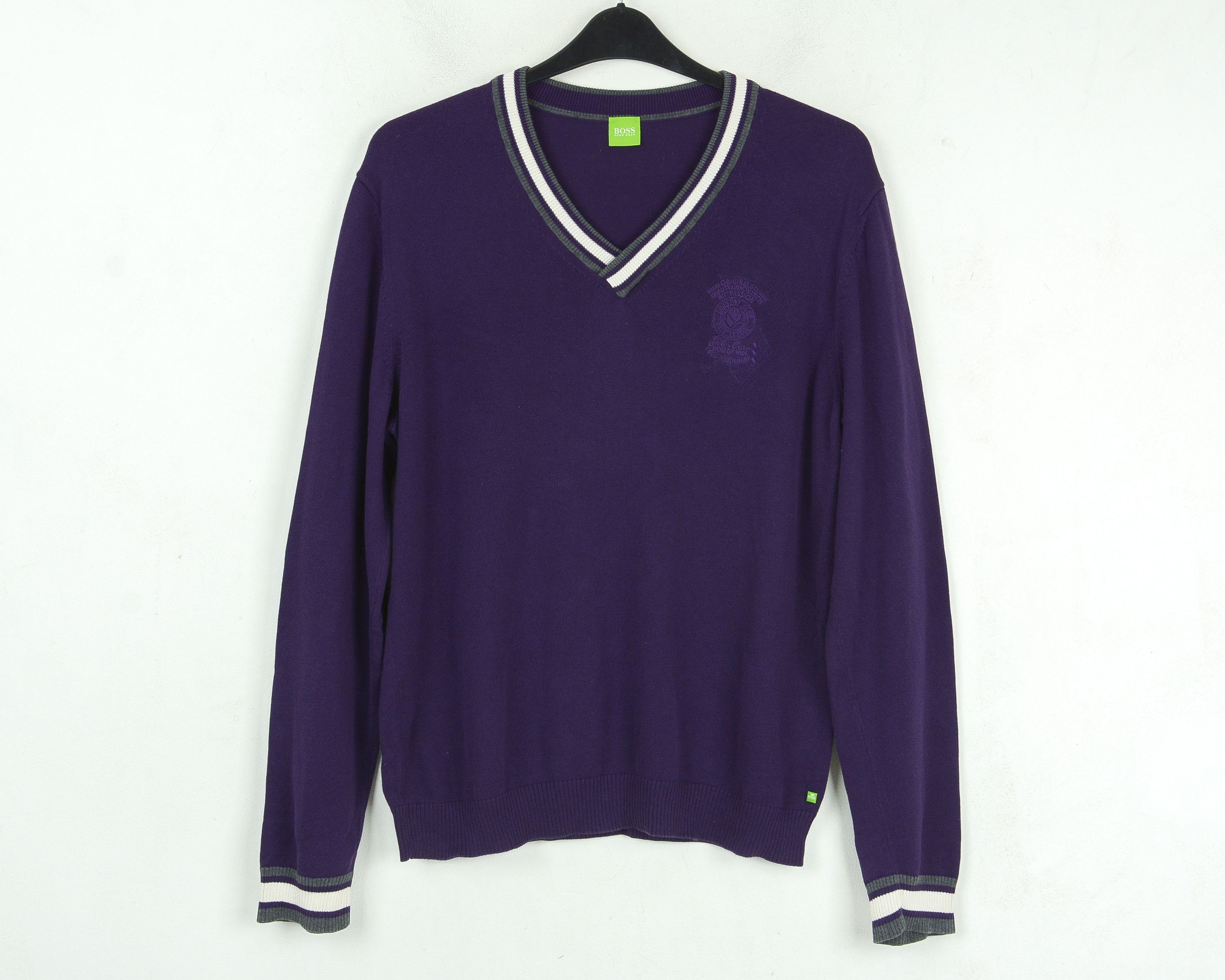 Hugo Green Label Cotton Sweater Jumper V-Neck Pullover Tight Knit Size US L / EU 52-54 / 3 - 1 Thumbnail