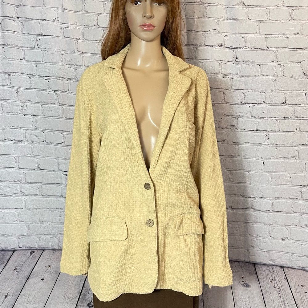 Free People New Free People Like A Cloud Oversized Yellow Blazer Size S Size S / US 4 / IT 40 - 1 Thumbnail