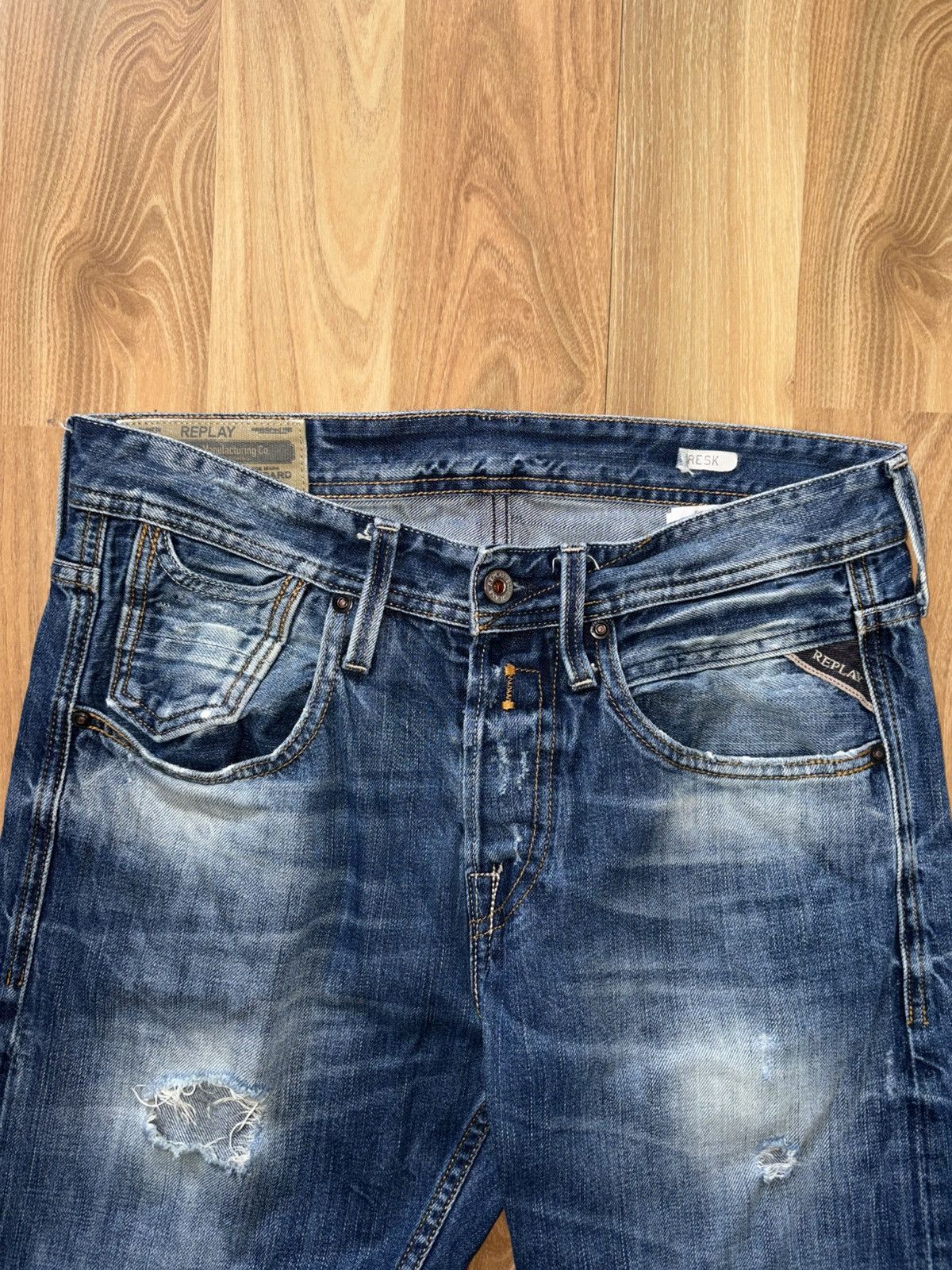 Replay Replay Moresk Slim-Straight Distressed Jeans - Size 30x32 Size US 30 / EU 46 - 3 Thumbnail