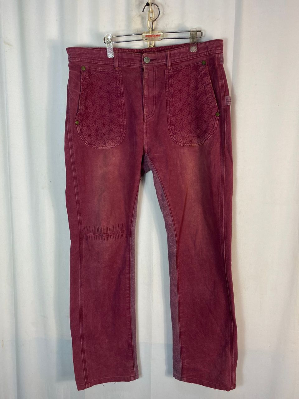 Designer × Japanese Brand Nishiki oriental brand sashiko distressed denim pants Size US 37 - 24 Thumbnail