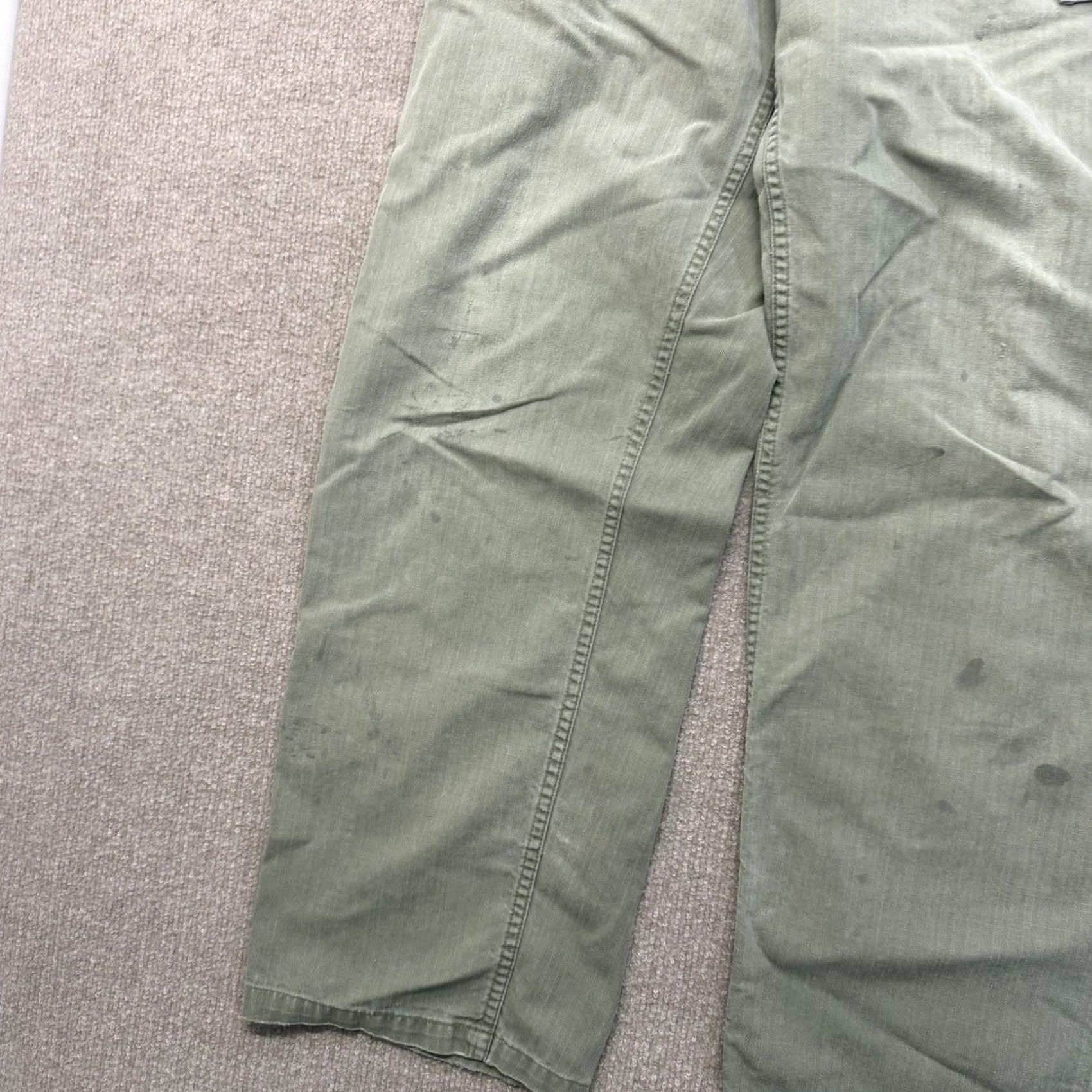 Vintage HBT Cotton Pants Men’s 30x30 Us Army Vintage 40s Military Modified Repaired Cargo Pants Green 30 Inseam 30 Size US 30 / EU 46 - 4 Thumbnail