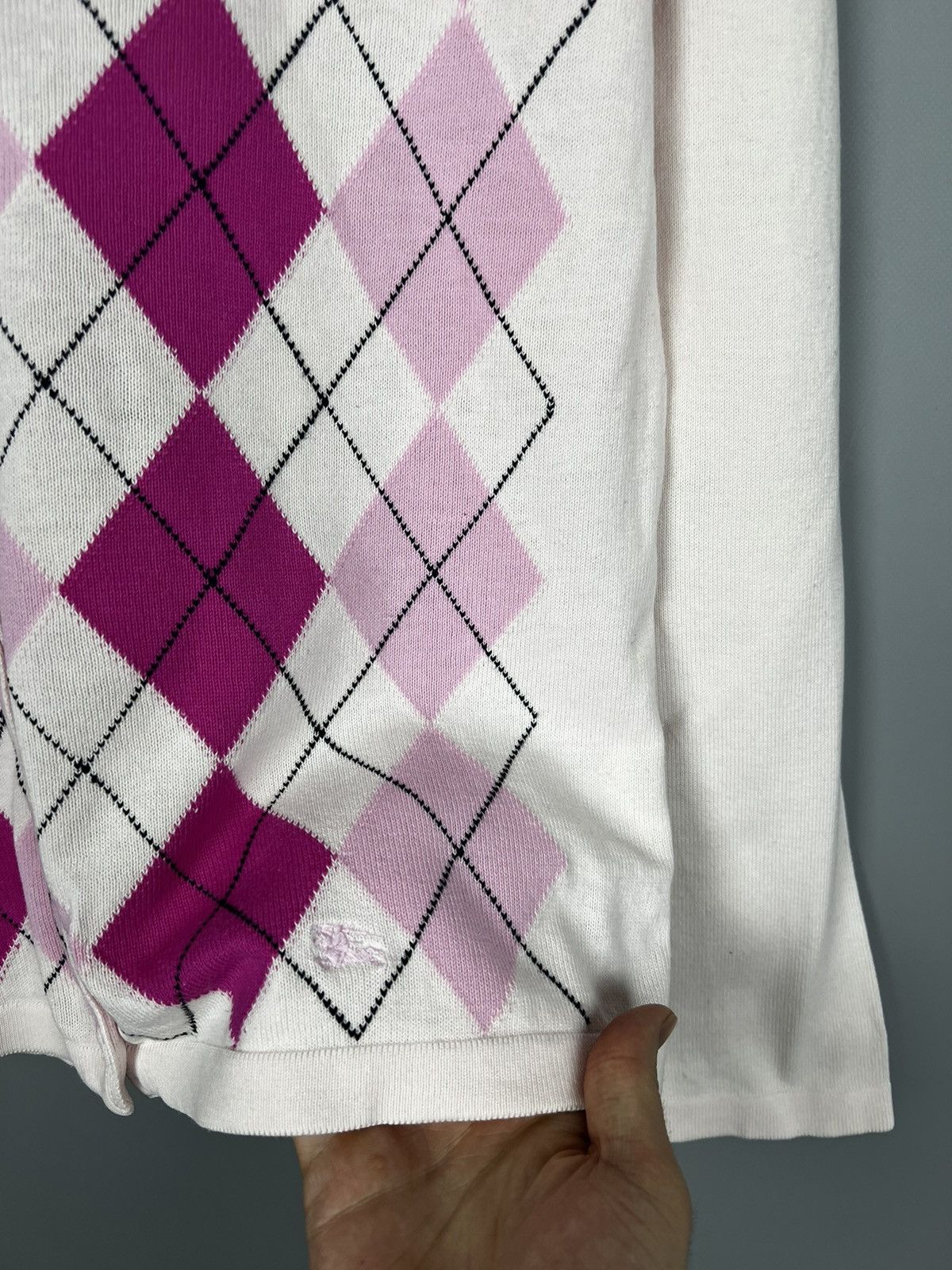 Burberry (M) Women's vintage Burberry check Cardigan sweater pink Size M / US 6-8 / IT 42-44 - 4 Thumbnail