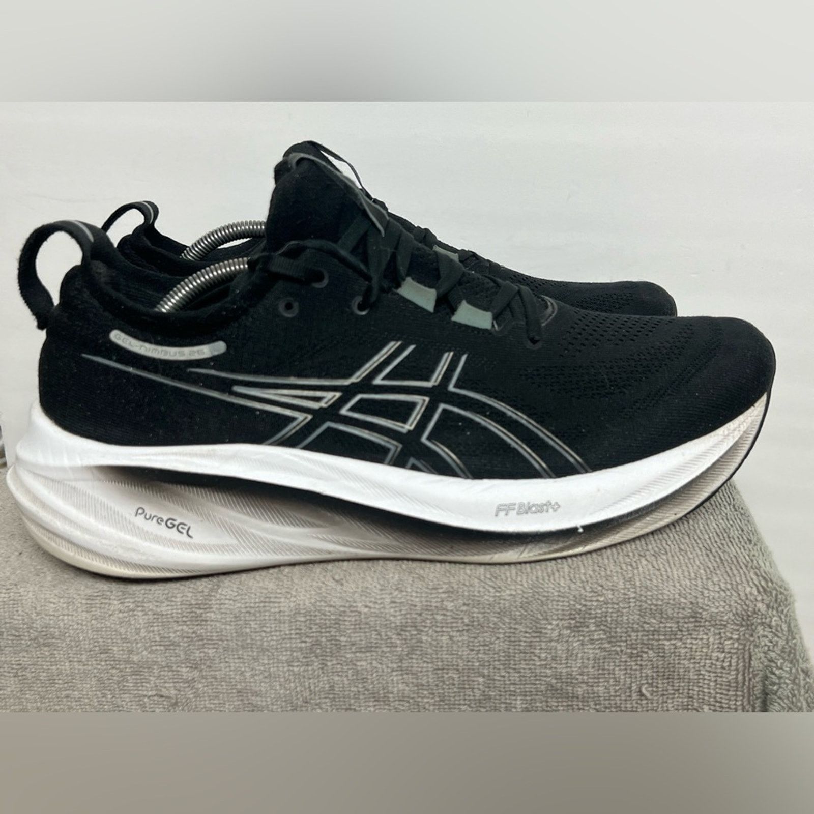 Asics ASICS Gel Nimbus 26 Black White Men's Running Shoes Sneakers Size US 12 / EU 45 - 1 Thumbnail