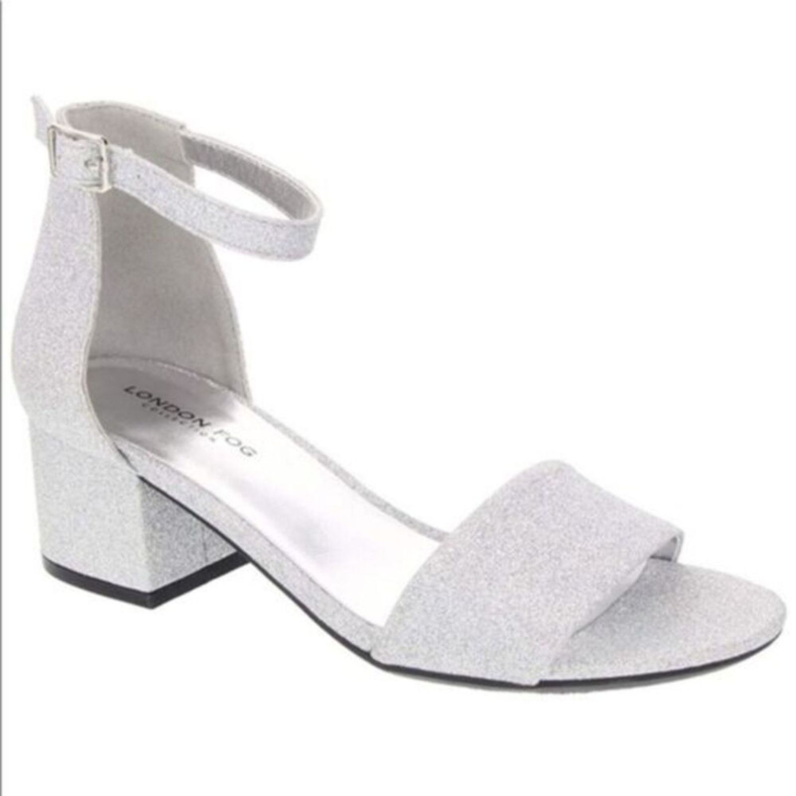 London Fog London Fog Block Heel Sandal sz 7.5 Silver NEW #8-X Size US 7.5 / IT 37.5 - 1 Thumbnail