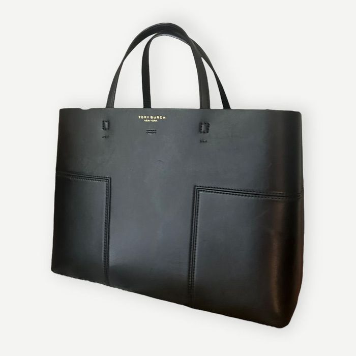 Tory burch block t tote black sale