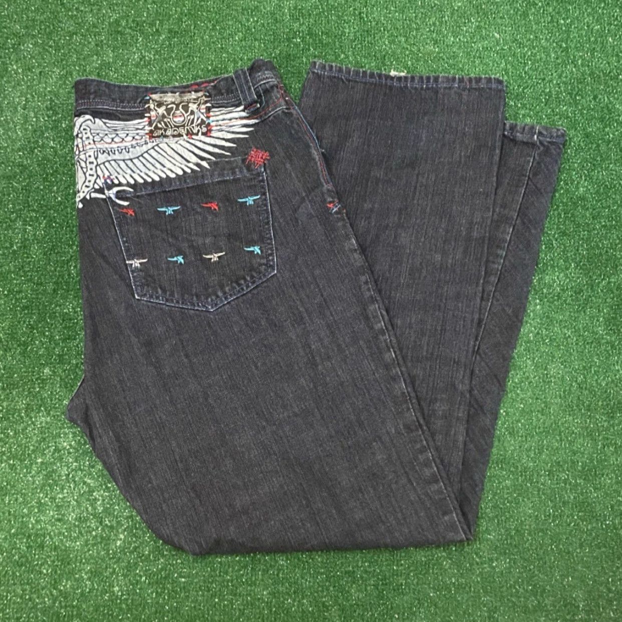 Akademiks VINTAGE Akademiks Jeans Baggy Skater Grunge Hip Hop Y2K VTG Mens 42 Wide-Leg 32 Inseam Blue Wings Size US 42 / EU 58 - 6 Thumbnail