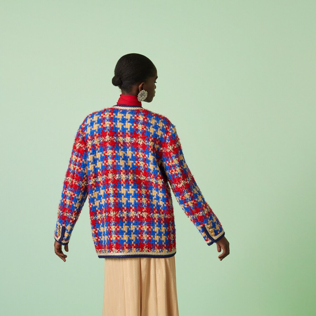 Gucci 38 XS - Gucci Lame Check Wool Tweed Jacket Red Blue Yellow Size XS / US 0-2 / IT 36-38 - 6 Thumbnail