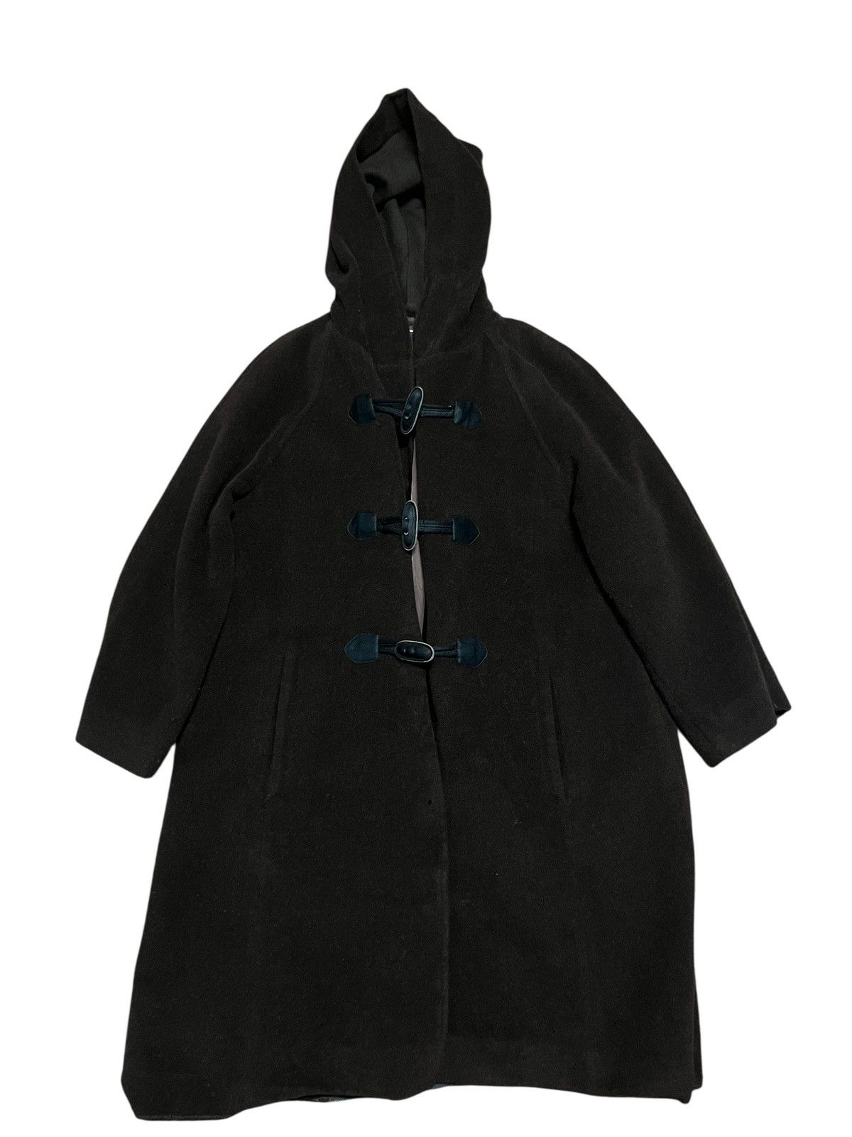 Vintage Elle Paris Wool Hooded Duffle Long Coat Size S / US 4 / IT 40 - 1 Thumbnail