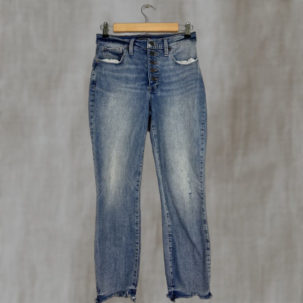 Lucky Brand Lucky Brand Jeans Skinny Bridgette Button Fly Denim 27x24 Womens 4 Blue Belt Pockets Size 27" / US 4 / IT 40 - 1 Thumbnail