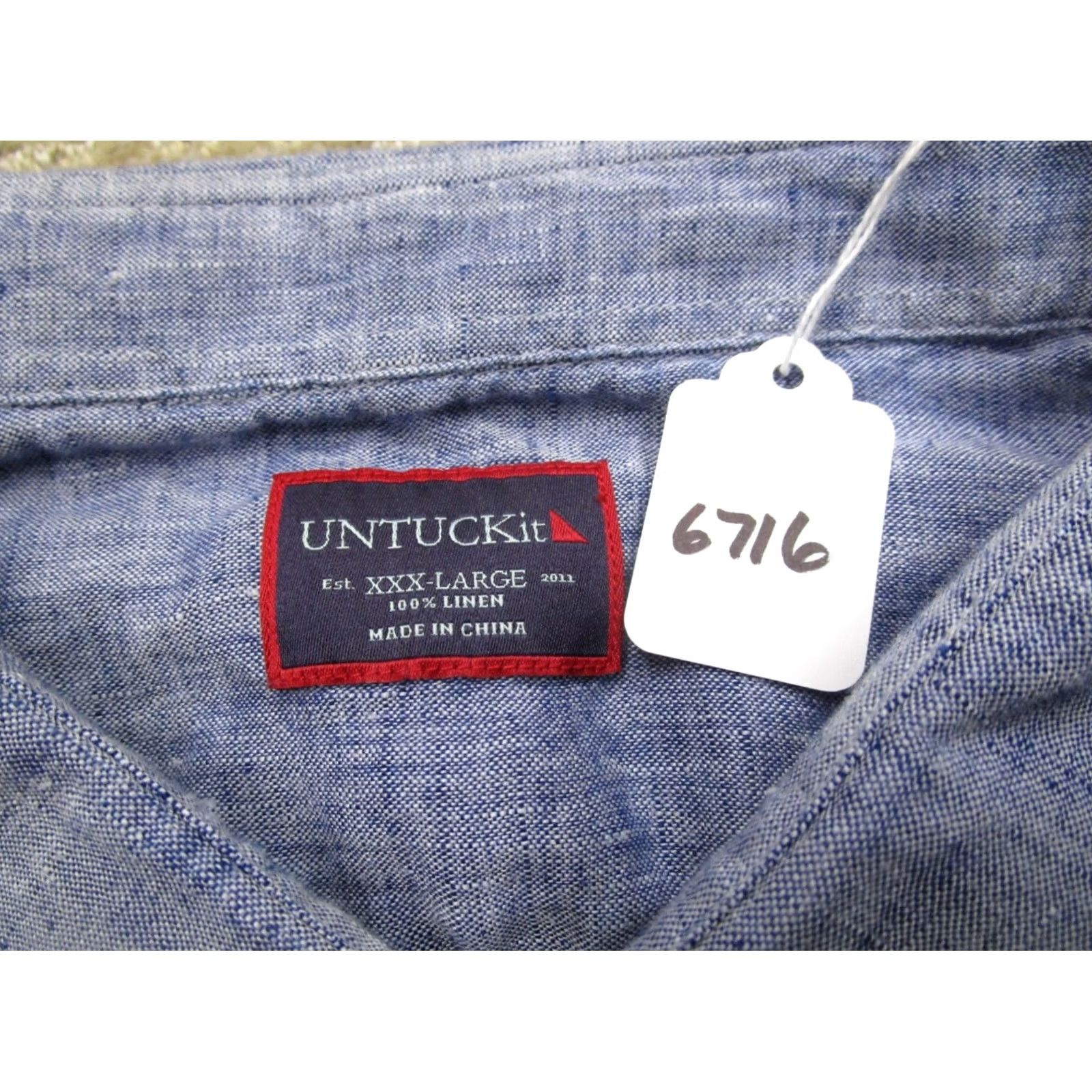 UNTUCKit UNTUCKit Shirt Men 3XL Blue Linen Long Sleeve Button Up Beach Casual Wicking Size US XXL / EU 58 / 5 - 7 Thumbnail