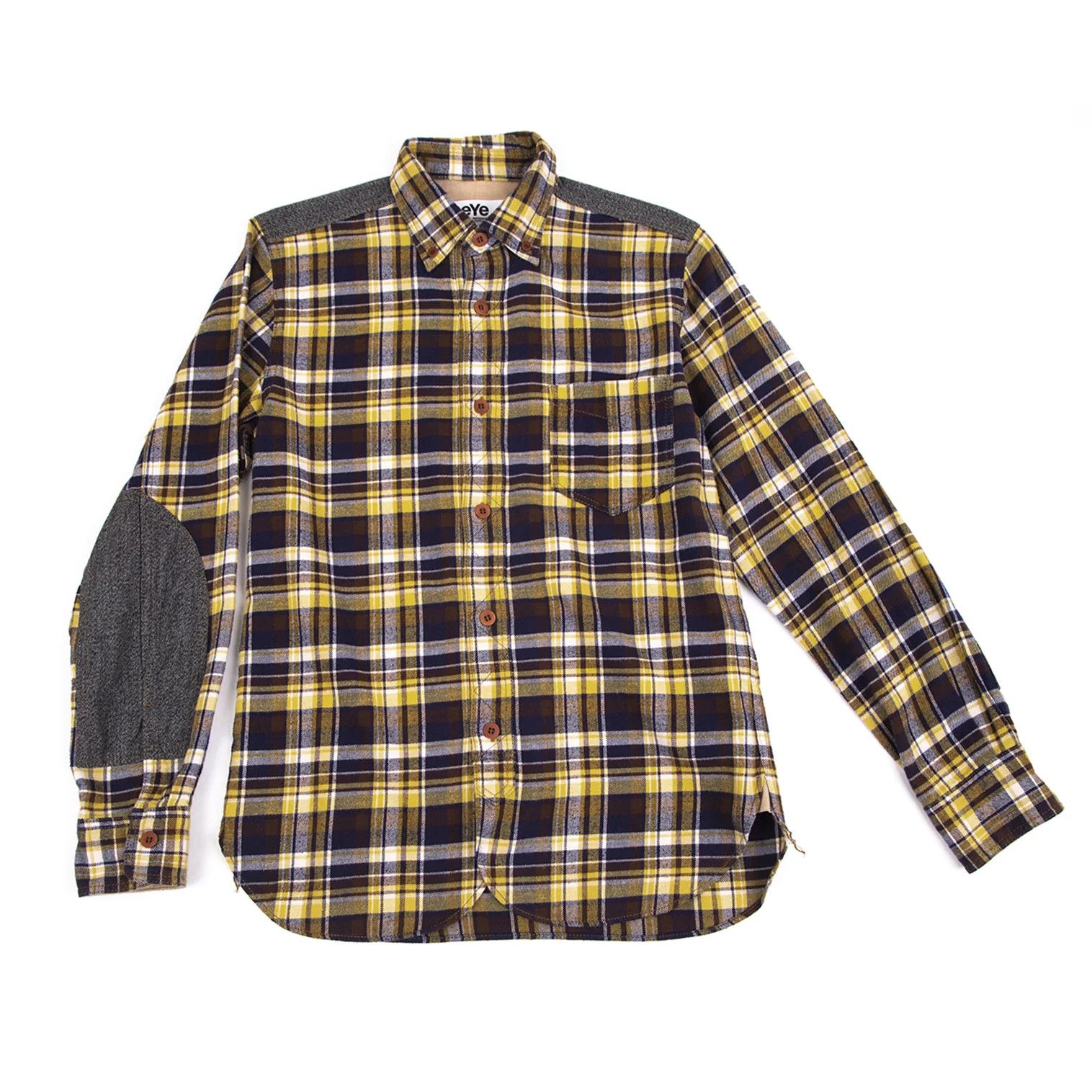 Junya Watanabe Checkered Flannel Shirt in Yellow, Navy, and Brown Size US XS / EU 42 / 0 - 1 Thumbnail